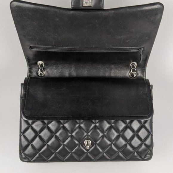 SOLD Chanel Black Maxi Lambskin Classic Flap Bag - Picture 5 of 12